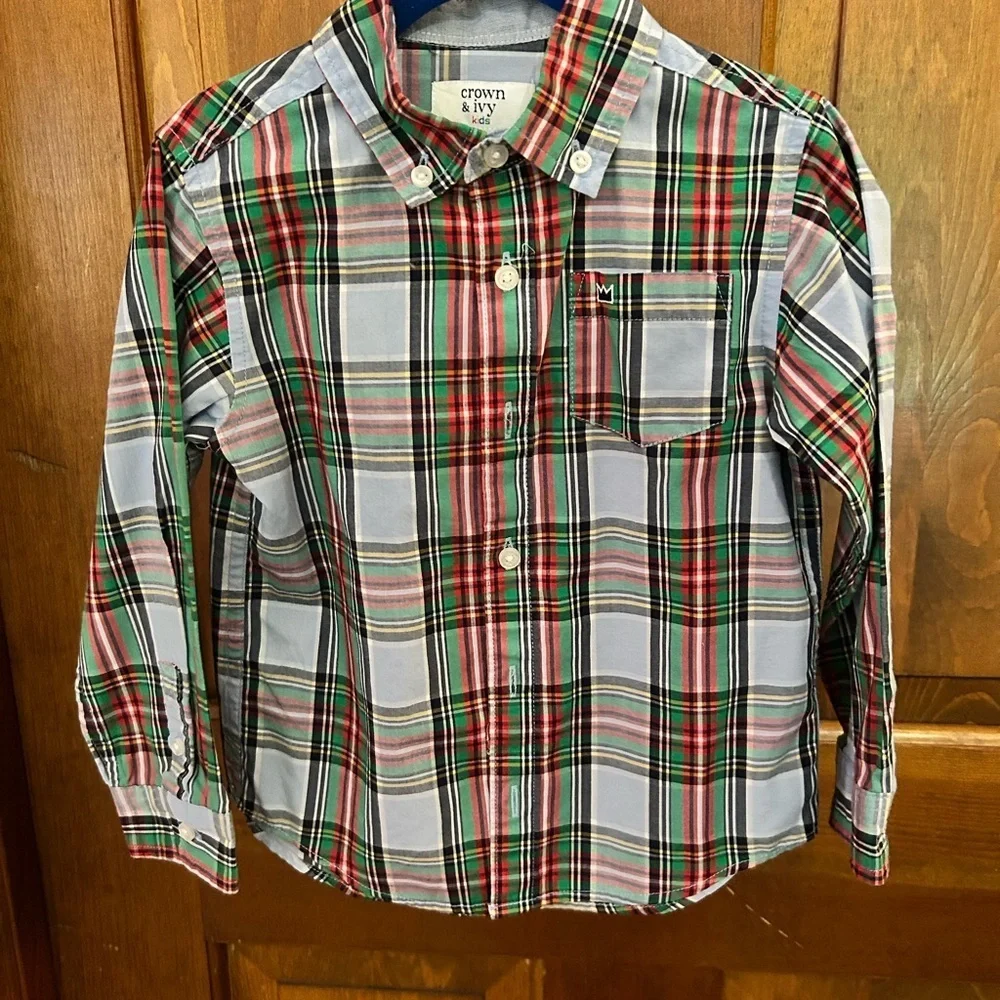 Crown & Ivy Kids Multicolor Plaid Button Down Shirt